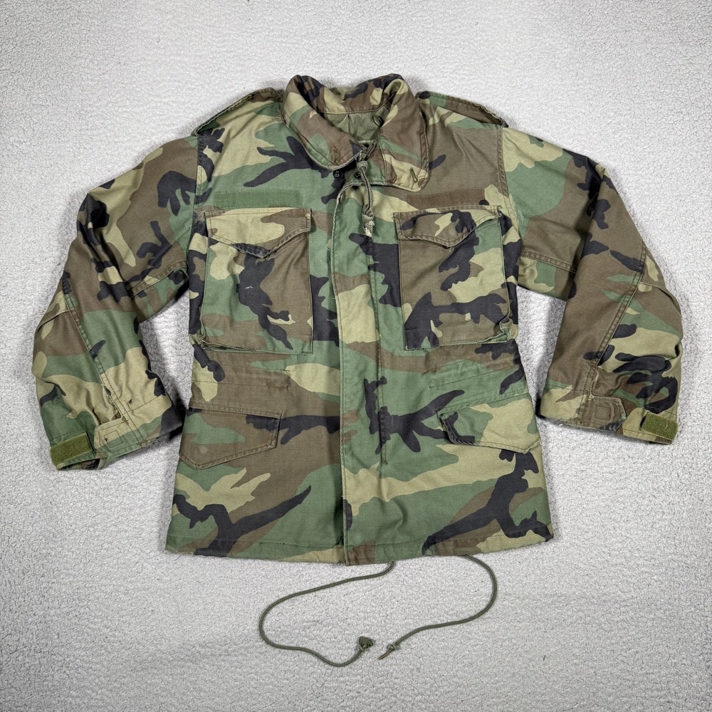 Alpha Industries Jacket Mens‎ XS M65 Green Woodland Camo Full Zip Military Hood